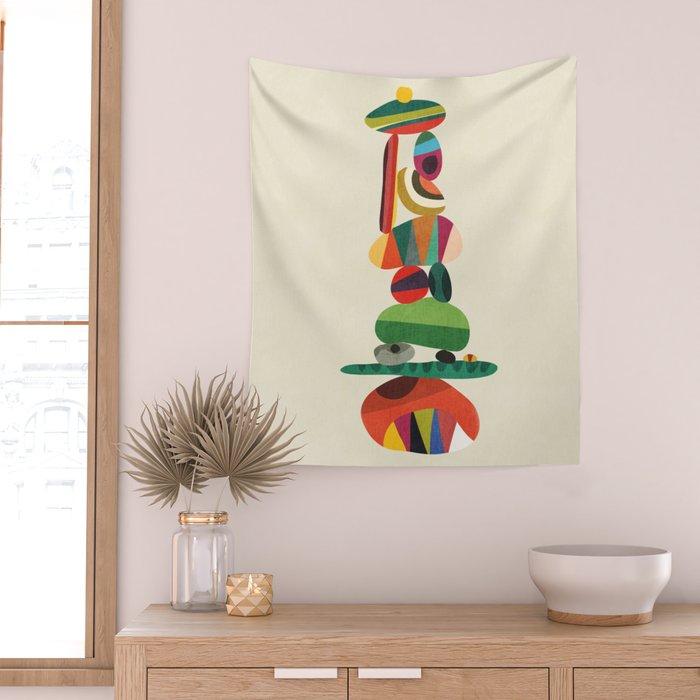Totem - balanced pebbles Wall Tapestry Gallery Image 2