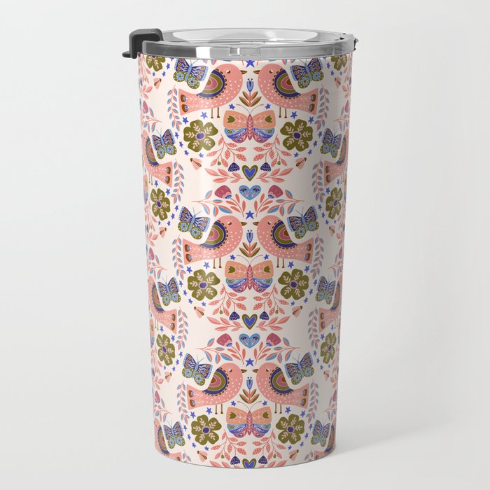 Folk Birds - Vintage Color Travel Mug Gallery Image 3
