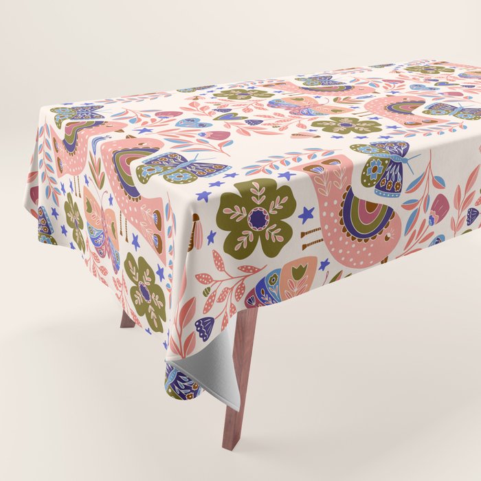 Folk Birds - Vintage Color Tablecloth Gallery Image 1