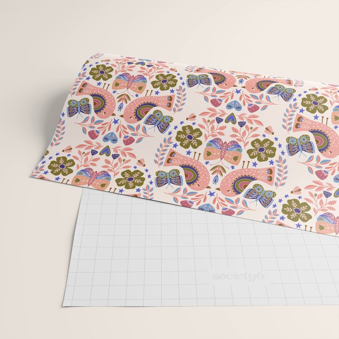 Folk Birds - Vintage Color Wrapping Paper Gallery Image 2