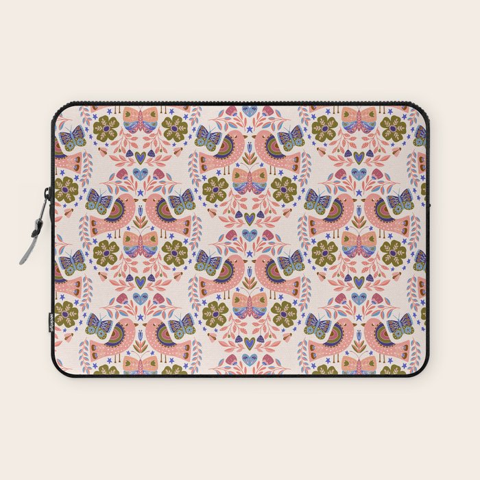 Folk Birds - Vintage Color Laptop Sleeve Gallery Image 1