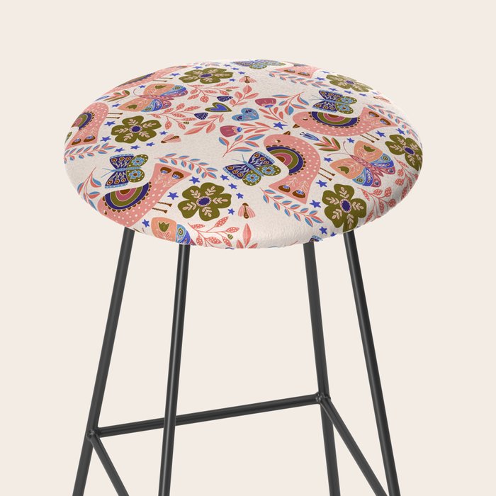 Folk Birds - Vintage Color Stool Gallery Image 2