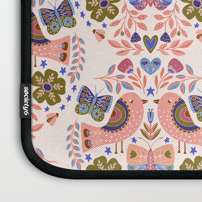 Folk Birds - Vintage Color Laptop Sleeve Gallery Image 3