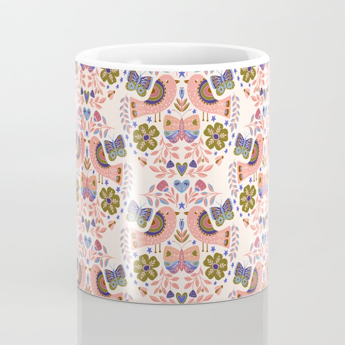 Folk Birds - Vintage Color Coffee Mug Gallery Image 4