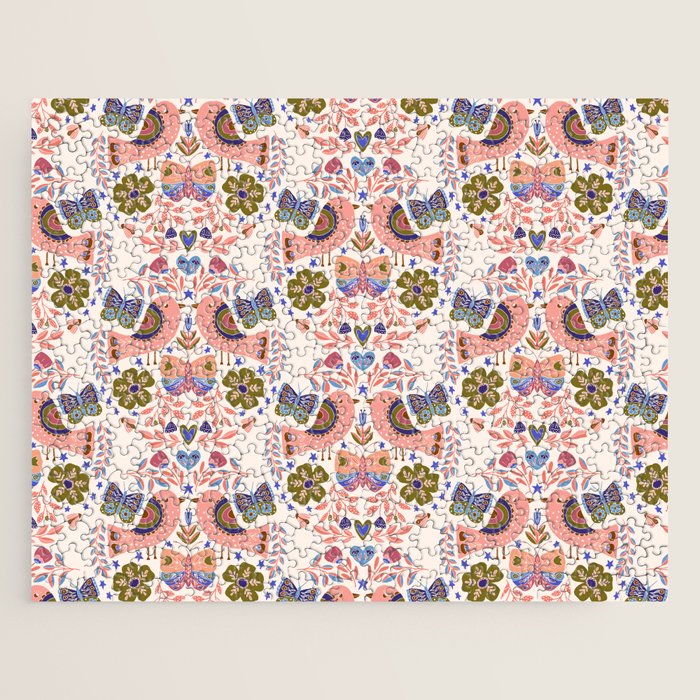 Folk Birds - Vintage Color Jigsaw Puzzle Gallery Image 1