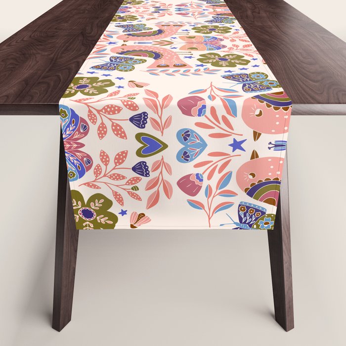 Folk Birds - Vintage Color Table Runner Gallery Image 1