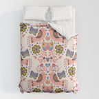Folk Birds - Vintage Color Duvet Cover Gallery Image 6