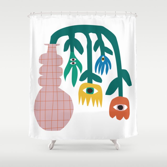 Flowers In Pink Vase Shower Curtain Gallery Image 1