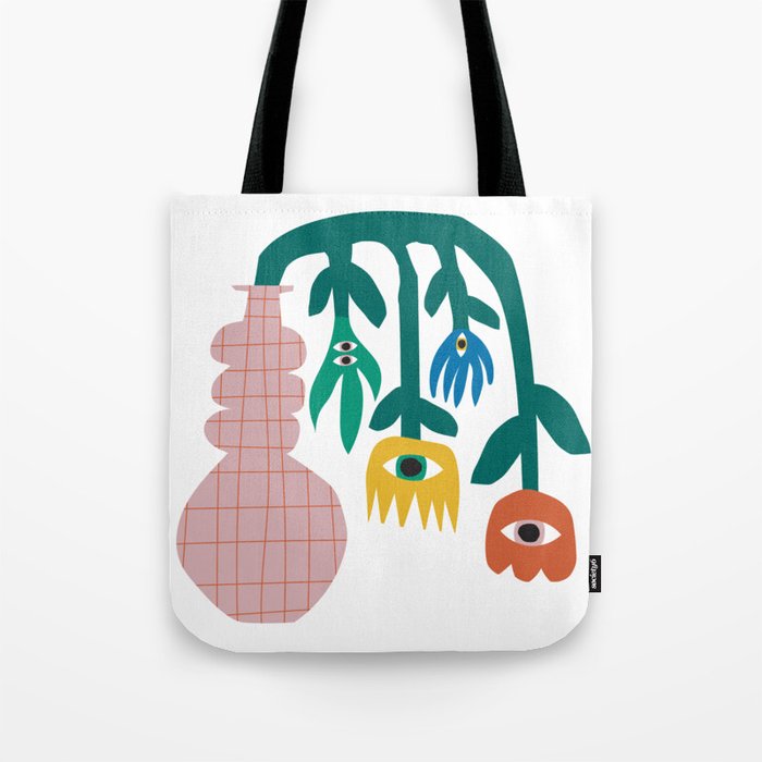 Flowers In Pink Vase Tote Bag Gallery Image 1