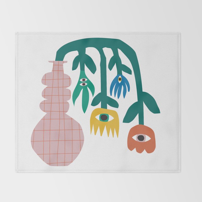 Flowers In Pink Vase Throw Blanket Gallery Image 2