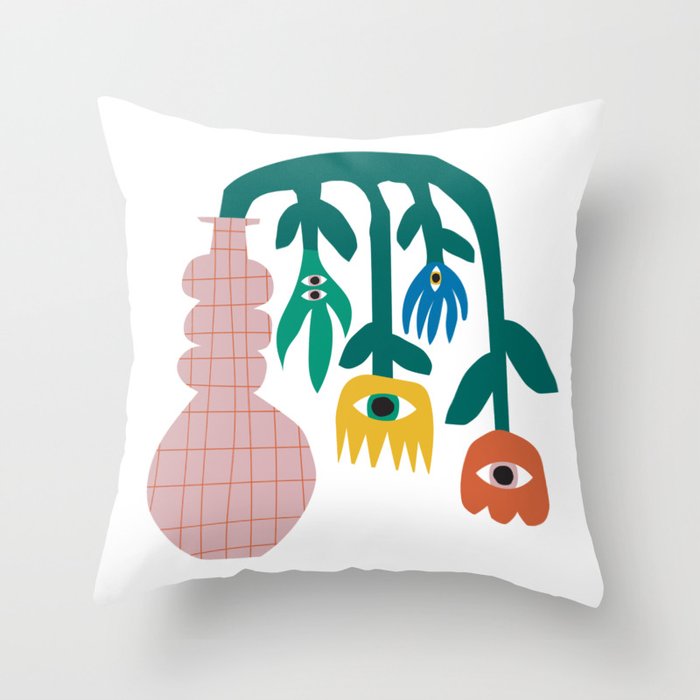 Flowers In Pink Vase Throw Pillow Gallery Image 6