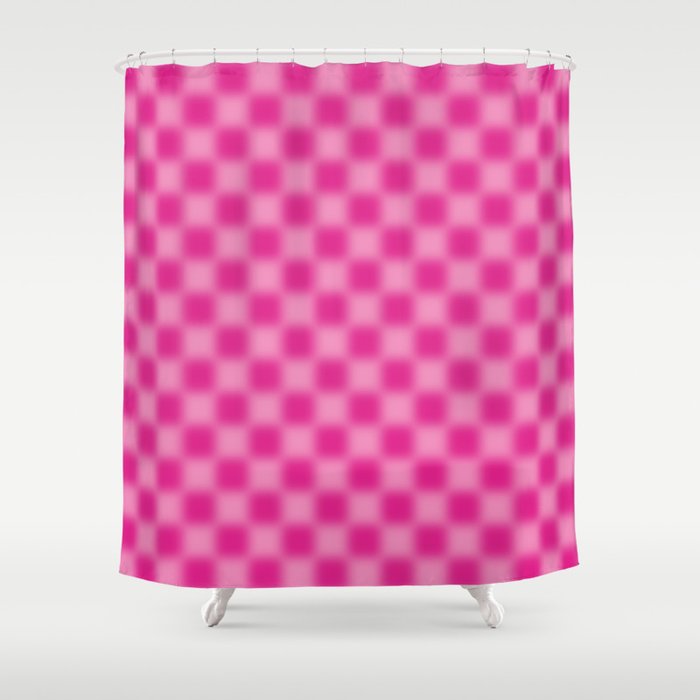 Checkered Blur Hot Pink Blurry Checkered Pattern Shower Curtain Gallery Image 1