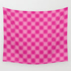Checkered Blur Hot Pink Blurry Checkered Pattern Wall Tapestry Gallery Image 4