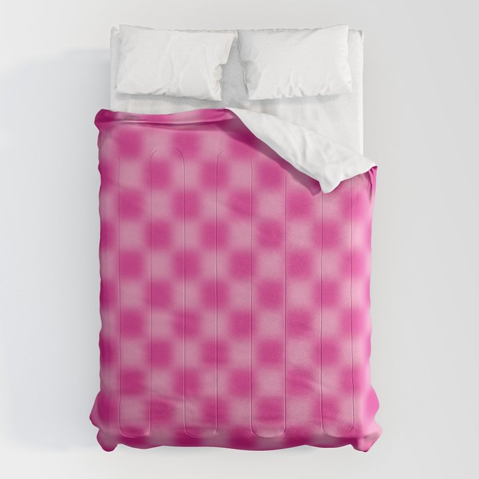 Checkered Blur Hot Pink Blurry Checkered Pattern Comforter Gallery Image 1