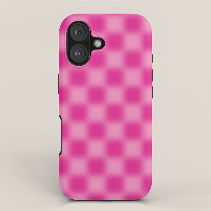 Checkered Blur Hot Pink Blurry Checkered Pattern iPhone Case Gallery Image 1