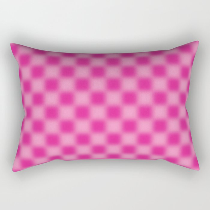Checkered Blur Hot Pink Blurry Checkered Pattern Rectangular Pillow Gallery Image 1