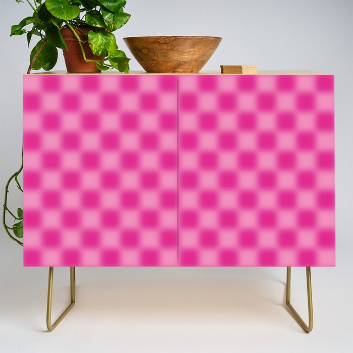Checkered Blur Hot Pink Blurry Checkered Pattern Credenza Gallery Image 1