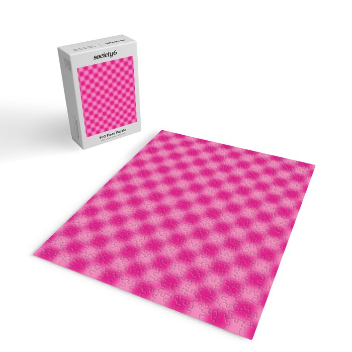 Checkered Blur Hot Pink Blurry Checkered Pattern Jigsaw Puzzle Gallery Image 2