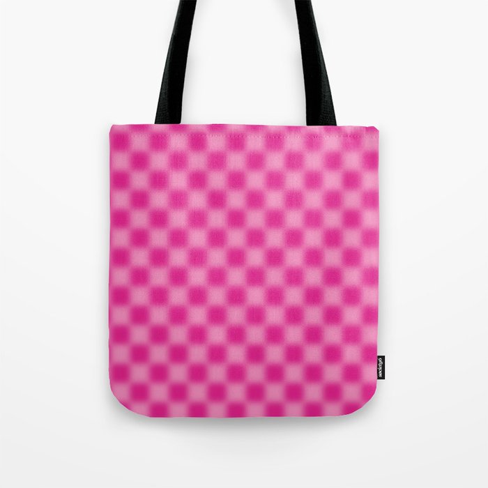Checkered Blur Hot Pink Blurry Checkered Pattern Tote Bag Gallery Image 1