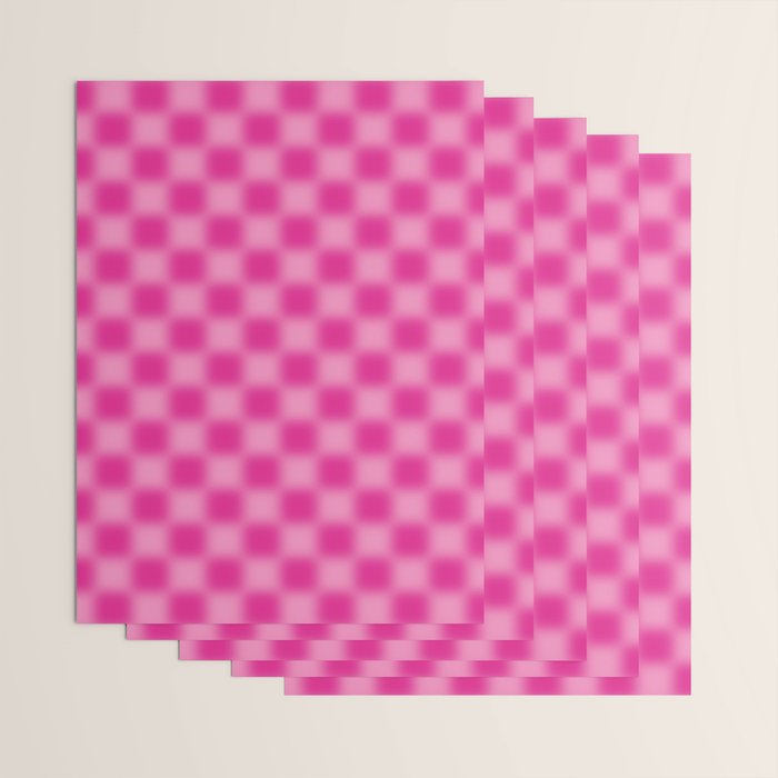 Checkered Blur Hot Pink Blurry Checkered Pattern Wrapping Paper Gallery Image 3