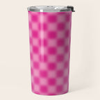 Checkered Blur Hot Pink Blurry Checkered Pattern Travel Mug Gallery Image 2