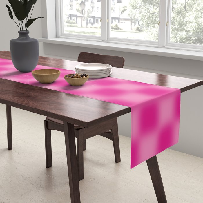 Checkered Blur Hot Pink Blurry Checkered Pattern Table Runner Gallery Image 2