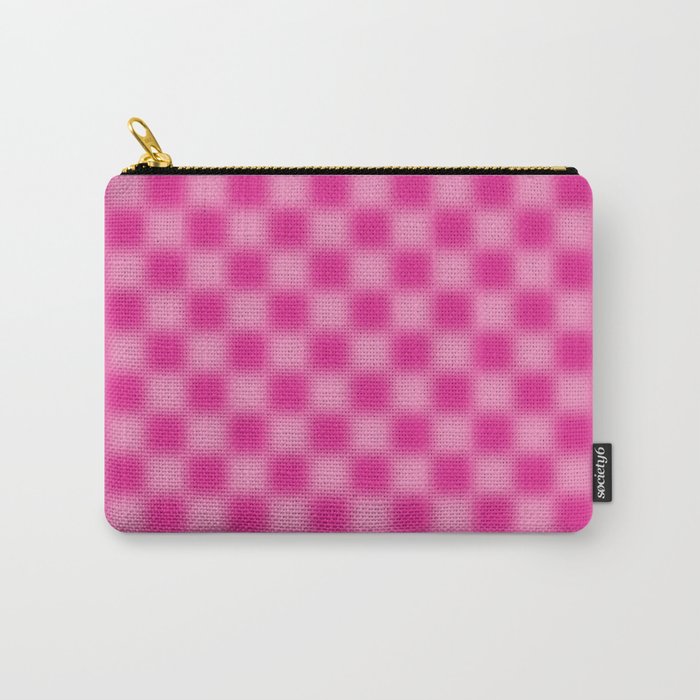 Checkered Blur Hot Pink Blurry Checkered Pattern Carry All Pouch Gallery Image 1
