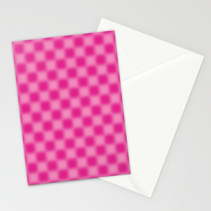 Checkered Blur Hot Pink Blurry Checkered Pattern Stationery Card Gallery Image 2