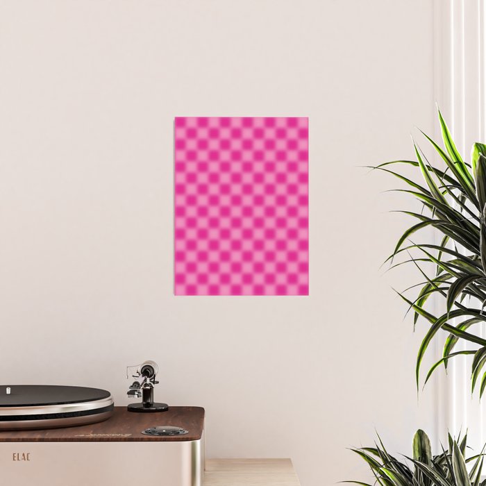 Checkered Blur Hot Pink Blurry Checkered Pattern Poster Gallery Image 2