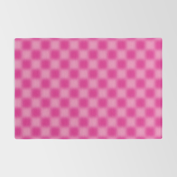 Checkered Blur Hot Pink Blurry Checkered Pattern Rug Gallery Image 2