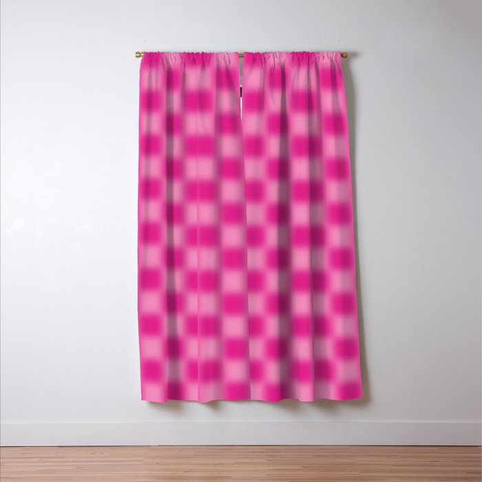 Checkered Blur Hot Pink Blurry Checkered Pattern Window Curtain Gallery Image 3