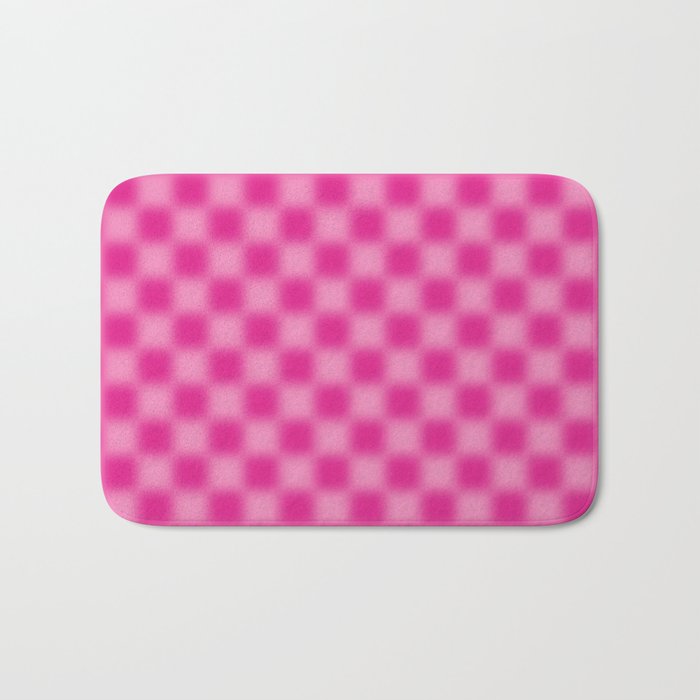 Checkered Blur Hot Pink Blurry Checkered Pattern Bath Mat Gallery Image 1