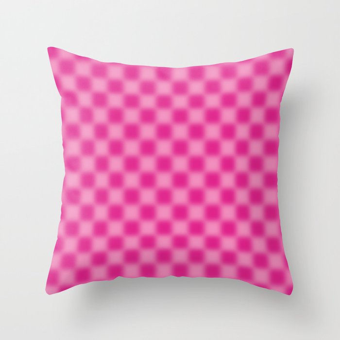 Checkered Blur Hot Pink Blurry Checkered Pattern Throw Pillow Gallery Image 6