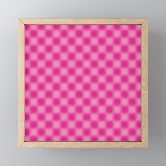 Checkered Blur Hot Pink Blurry Checkered Pattern Mini Art Print Gallery Image 1