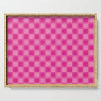 Checkered Blur Hot Pink Blurry Checkered Pattern Serving Tray Gallery Image 1