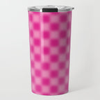 Checkered Blur Hot Pink Blurry Checkered Pattern Travel Mug Gallery Image 1