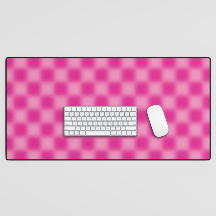 Checkered Blur Hot Pink Blurry Checkered Pattern Desk Mat Gallery Image 1