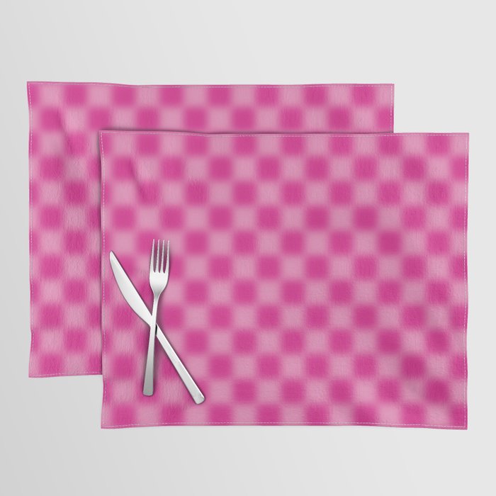 Checkered Blur Hot Pink Blurry Checkered Pattern Placemat Gallery Image 1