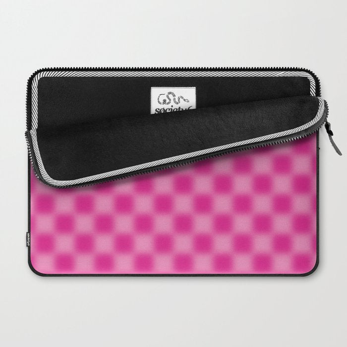 Checkered Blur Hot Pink Blurry Checkered Pattern Laptop Sleeve Gallery Image 2