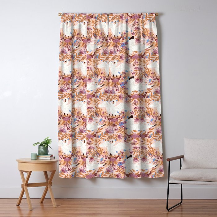 Elegant Swans in Bloom Window Curtain Gallery Image 5
