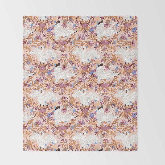 Elegant Swans in Bloom Throw Blanket Gallery Image 2