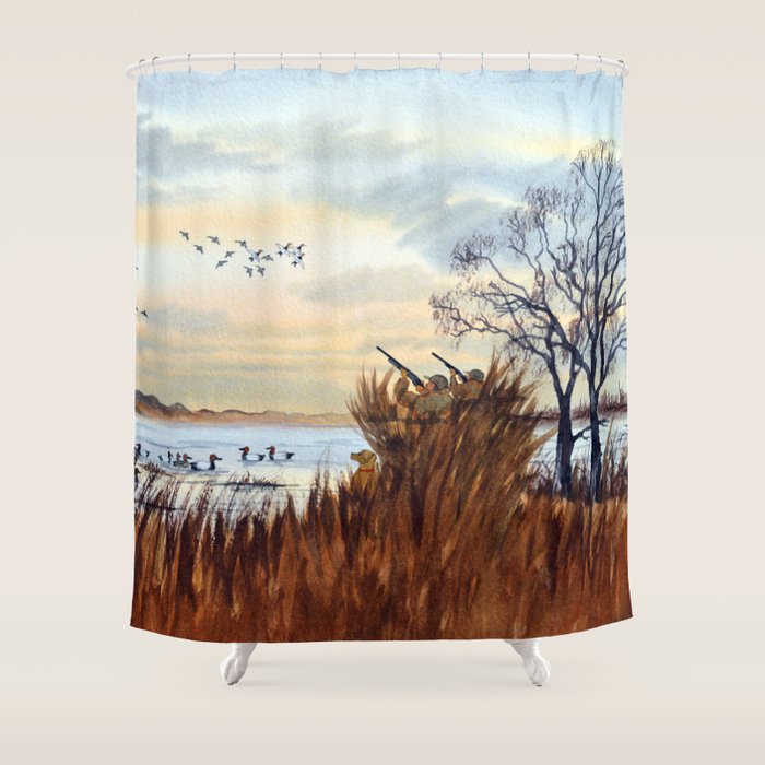 Duck Hunting Season Begins For The Canvasback Shower Curtain Gallery Image 1