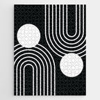 Mid Century Modern Geometric 191 in White and Black Jigsaw Puzzle Gallery Image 1