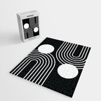 Mid Century Modern Geometric 191 in White and Black Jigsaw Puzzle Gallery Image 2
