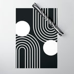 Mid Century Modern Geometric 191 in White and Black Wrapping Paper Gallery Image 1