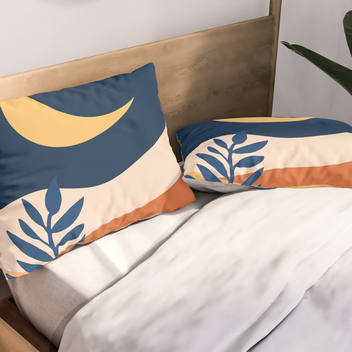 Moon and Night Bloomer Mountain Landscape Pillow Sham Gallery Image 2