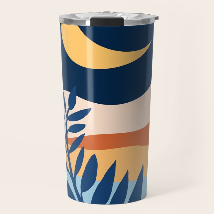 Moon and Night Bloomer Mountain Landscape Travel Mug Gallery Image 1
