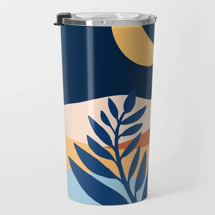 Moon and Night Bloomer Mountain Landscape Travel Mug Gallery Image 3