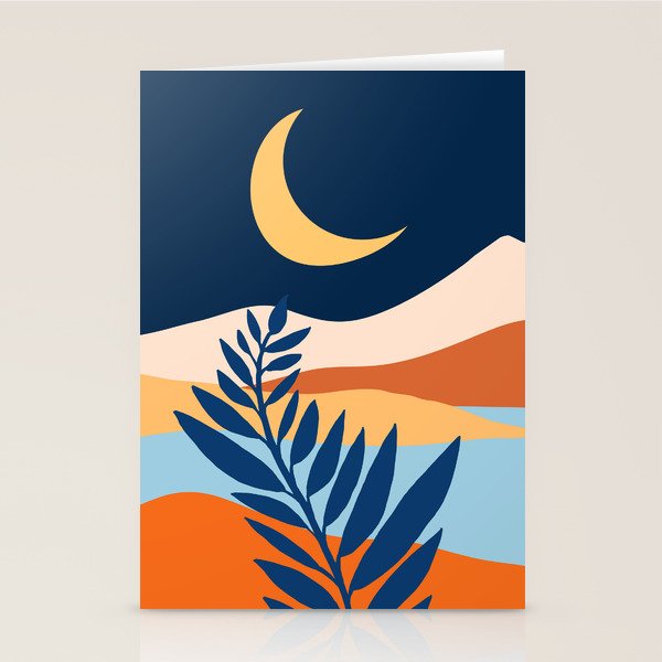 Moon and Night Bloomer Mountain Landscape Stationery Card Gallery Image 2