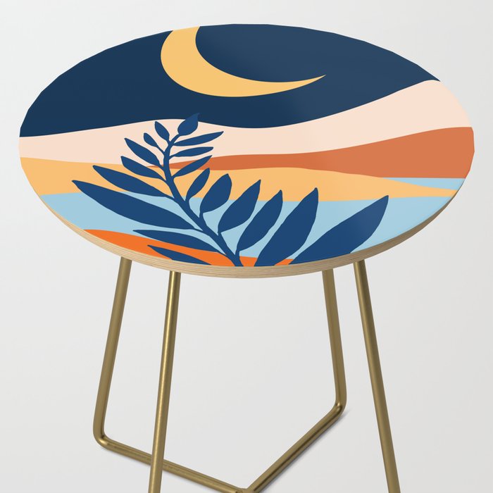 Moon and Night Bloomer Mountain Landscape Side Table Gallery Image 2